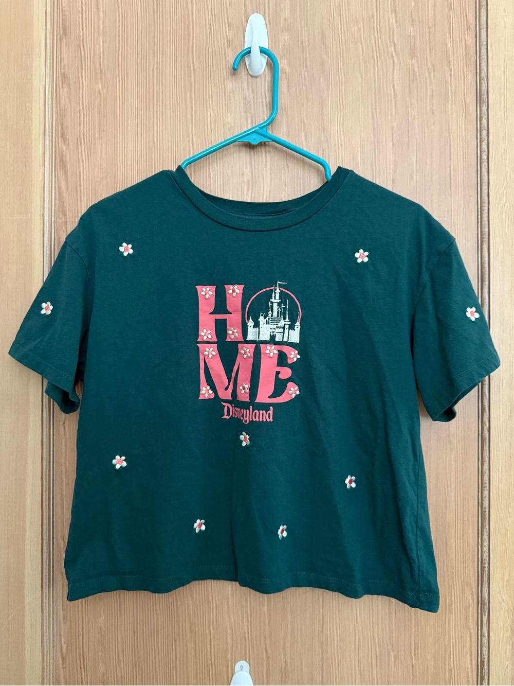 Disneyland 'HOME' Castle Graphic Tee - Dark Green with Pink Accents